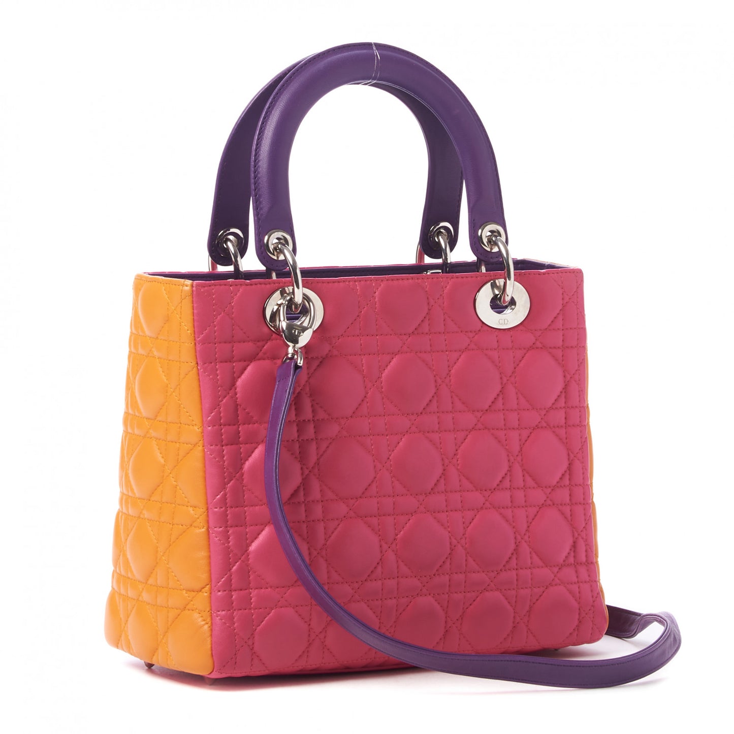 Lambskin Cannage Medium Tri-Color Lady Dior Pink