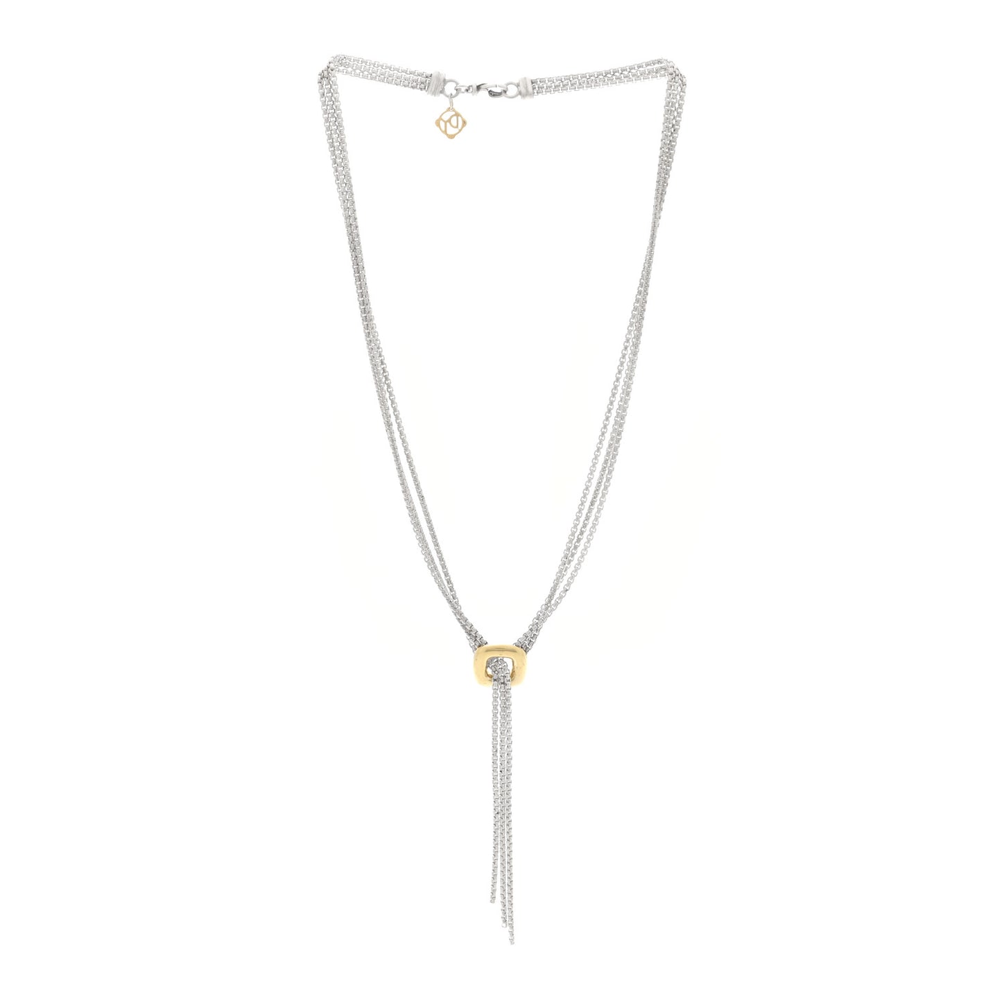 Sterling Silver 18K Yellow Gold Lariat Waterfall Necklace