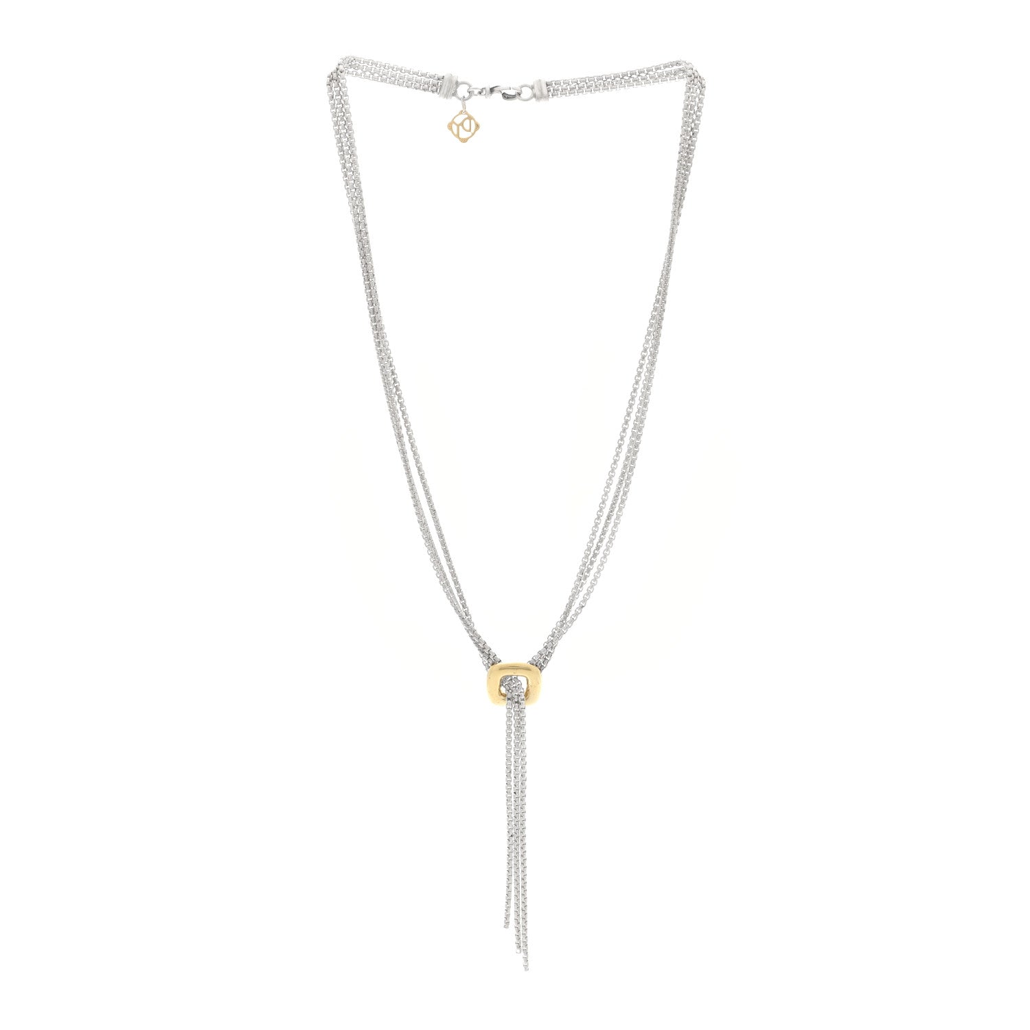 David Yurman Sterling Silver 18K Yellow Gold Lariat Waterfall Necklace 3 of 4