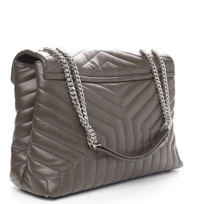 Saint Laurent Calfskin Y Quilted Monogram Large Loulou Chain Satchel Kaki Fonce 3 of 14