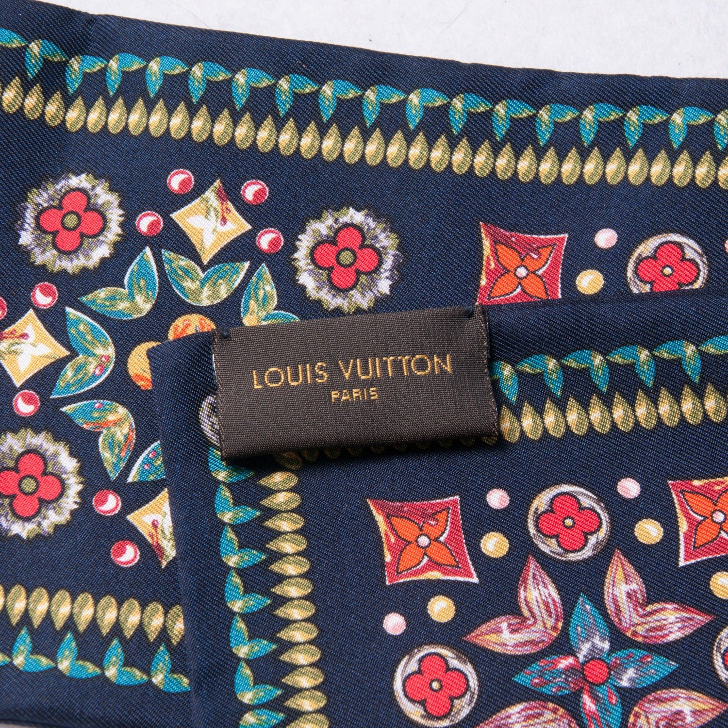 Louis Vuitton Silk Monogram Giant Lvrtual Flowers Bandeau Marine 4 of 4