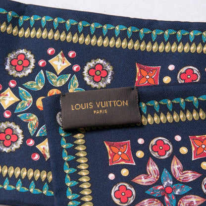 Louis Vuitton Silk Monogram Giant Lvrtual Flowers Bandeau Marine 4 of 4