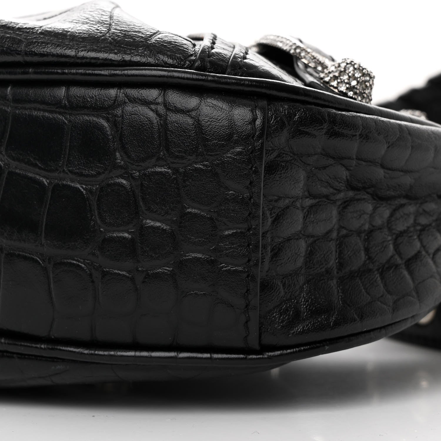 Balenciaga Extra Supple Calfskin Crystal Crocodile Embossed Le Cagole Shoulder Bag XS Black 12 of 12