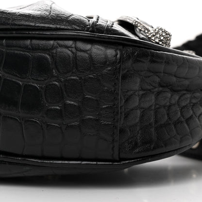 Balenciaga Extra Supple Calfskin Crystal Crocodile Embossed Le Cagole Shoulder Bag XS Black 12 of 12