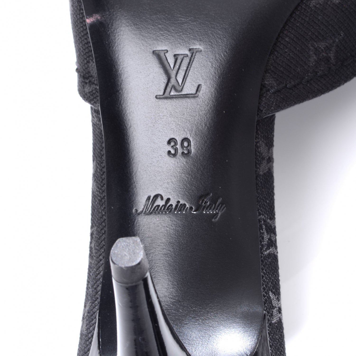 Louis Vuitton Monogram Mini Grenadine Heels Black 39 6 of 7