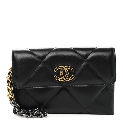 Chanel Lambskin Quilted Chanel 19 Flap Clutch Black 1 of 11