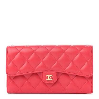 Chanel Lambskin Quilted Large Gusset Flap Wallet Red 1 of 12