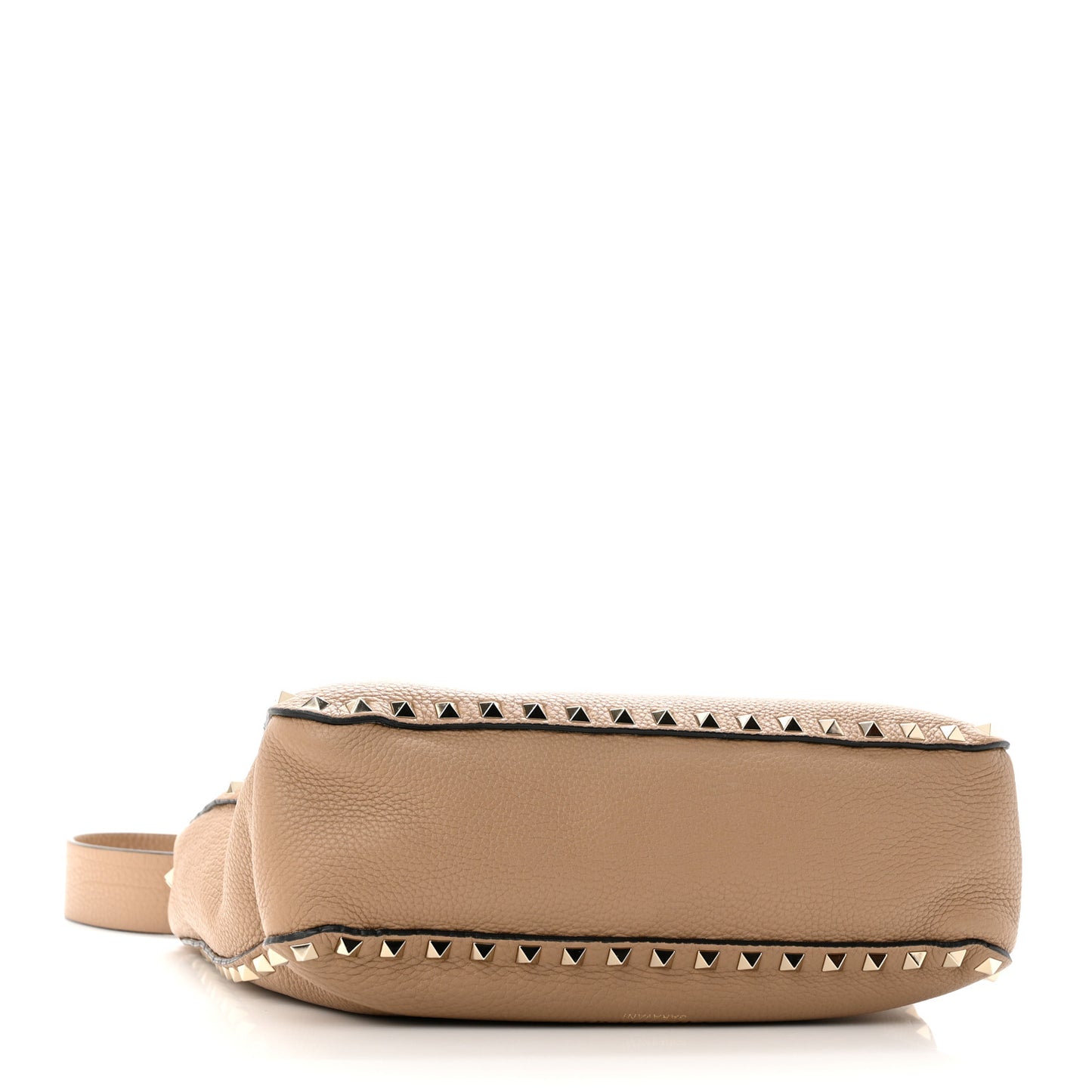 Pebbled Calfskin Small Rockstud Flip-Lock Messenger Bag Beige