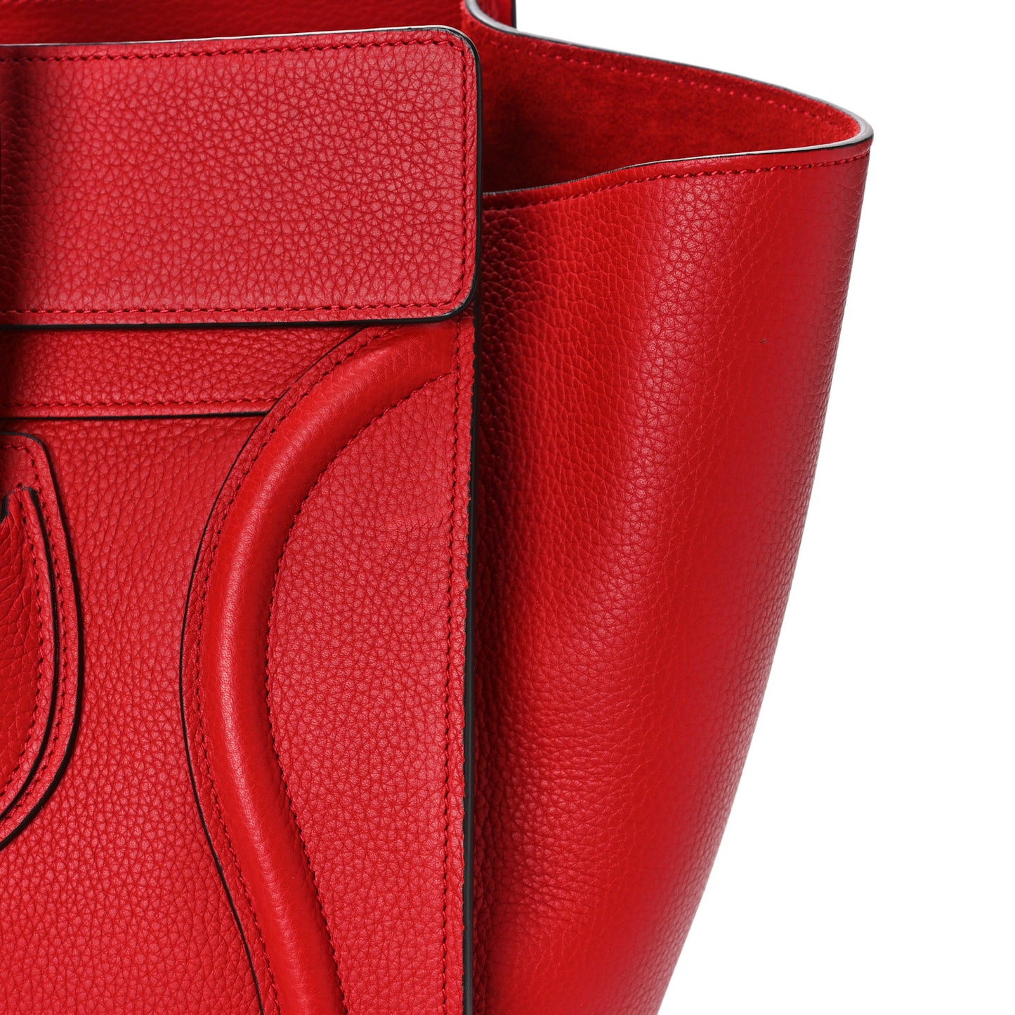 Drummed Calfskin Mini Luggage Coquelicot