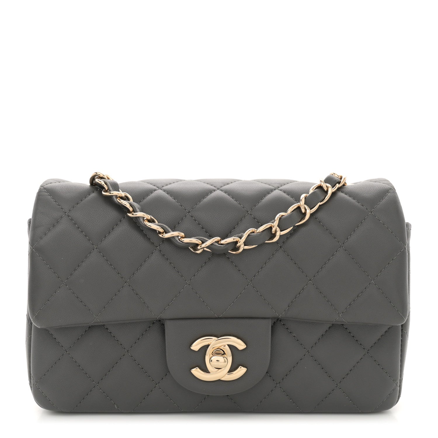 Chanel Lambskin Quilted Mini Rectangular Flap Dark Grey 1 of 11