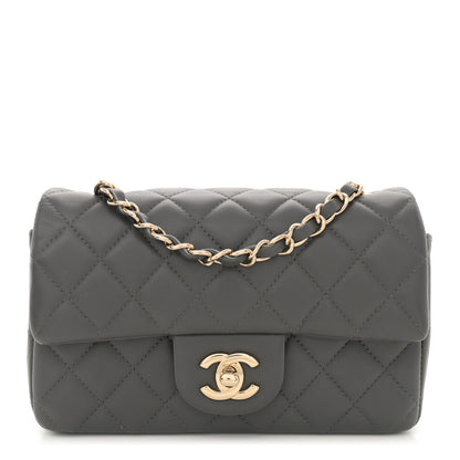Chanel Lambskin Quilted Mini Rectangular Flap Dark Grey 1 of 11