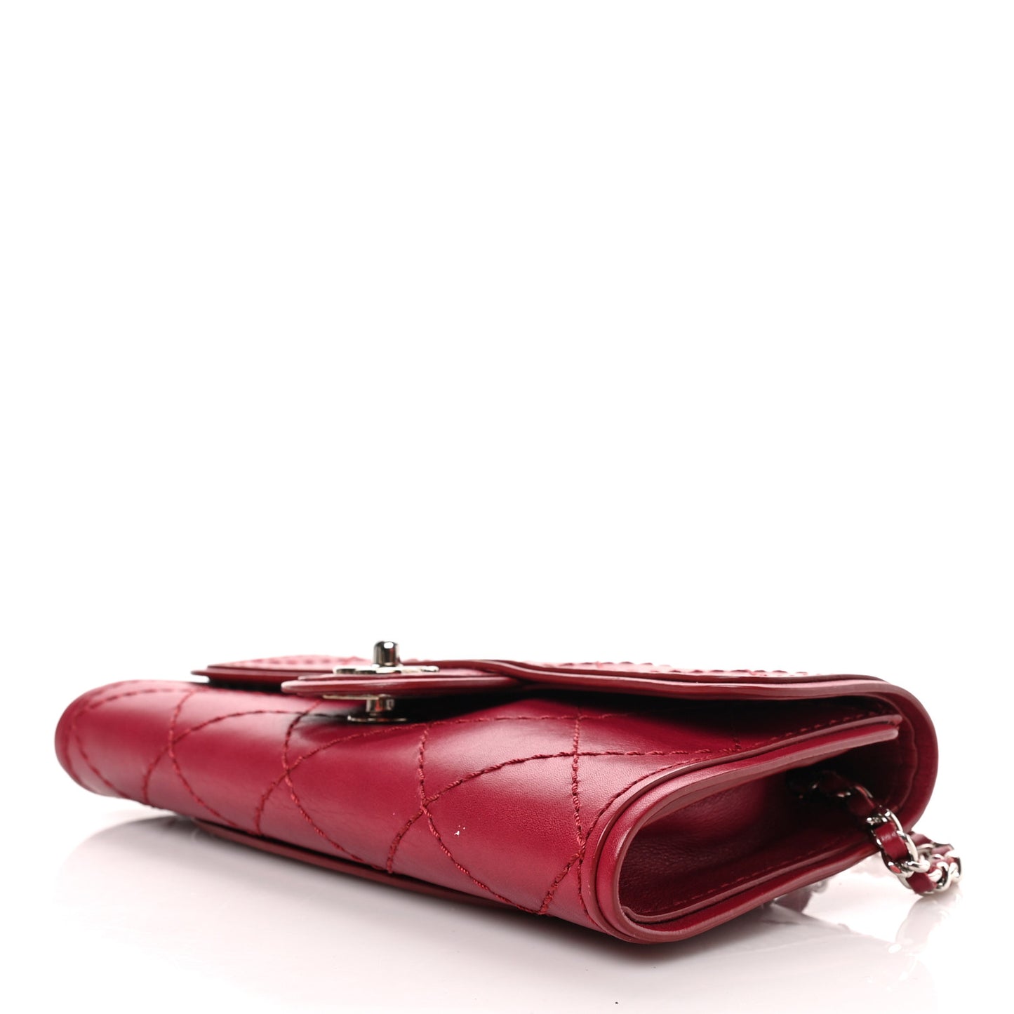 Calfskin Stitched Clutch Flap Red