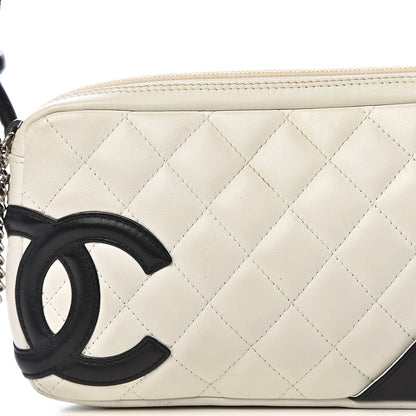 Chanel Calfskin Quilted Cambon Pochette White Black 13 of 13