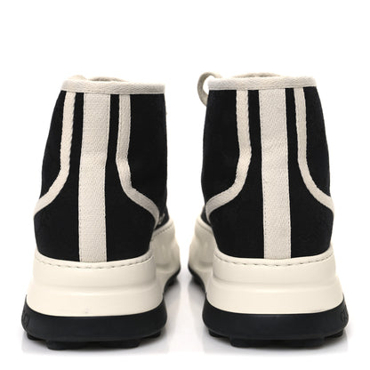 Gucci New Canvas GG Monogram Womens Tennis 1977 High Top 55mm Platform Sneakers 39.5 Black Mystic White 6 of 13