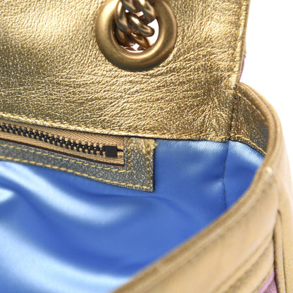 Gucci Metallic Calfskin Matelasse Small GG Marmont Shoulder Bag Gold Pink 11 of 11