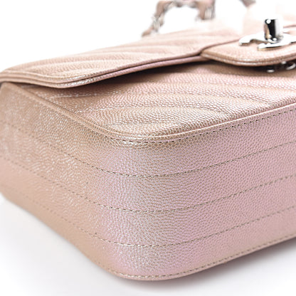 Chanel Iridescent Caviar Chevron Quilted Mini Rectangular Flap Light Gold 8 of 11