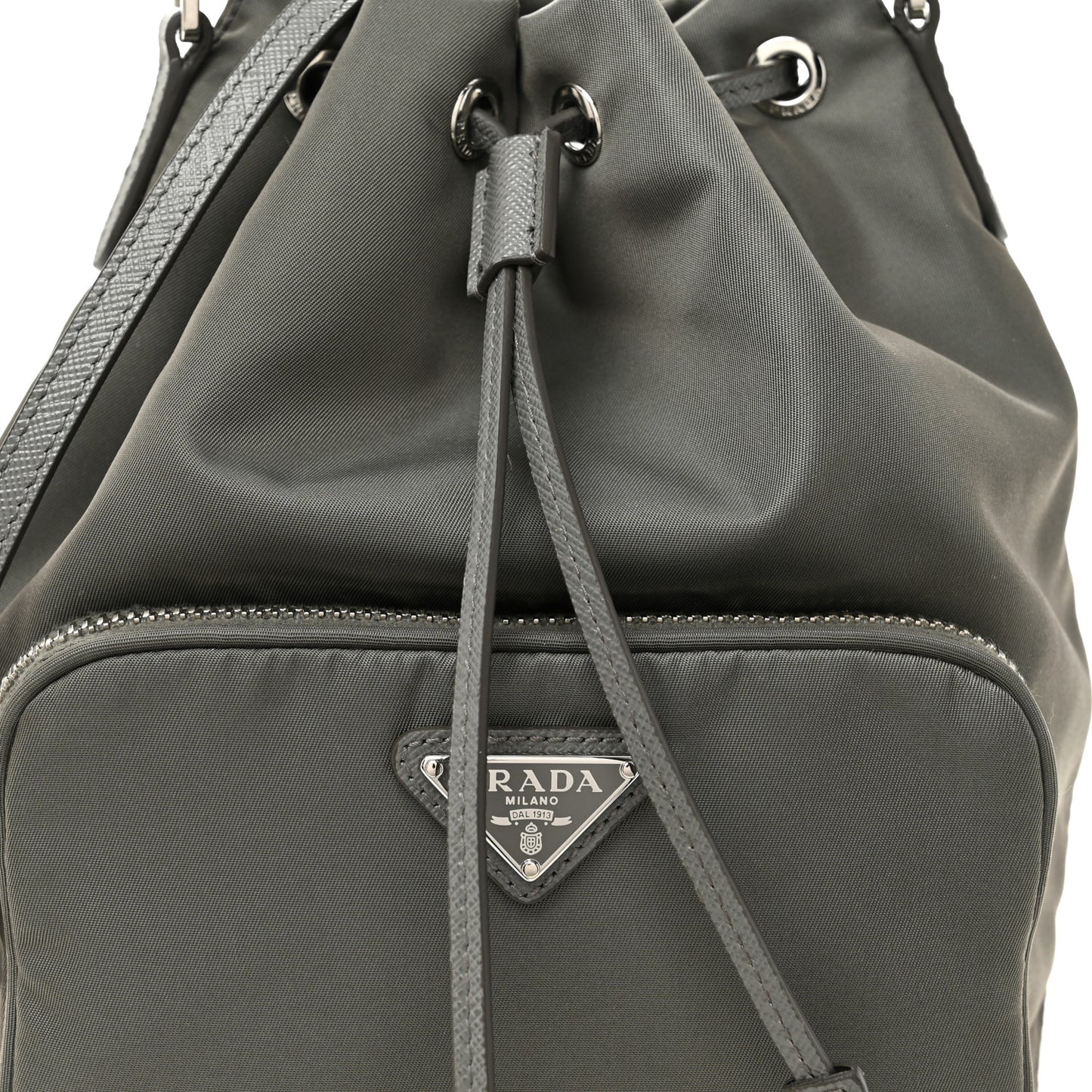 Re-Nylon Saffiano Duet Bucket Crossbody Bag Mercury
