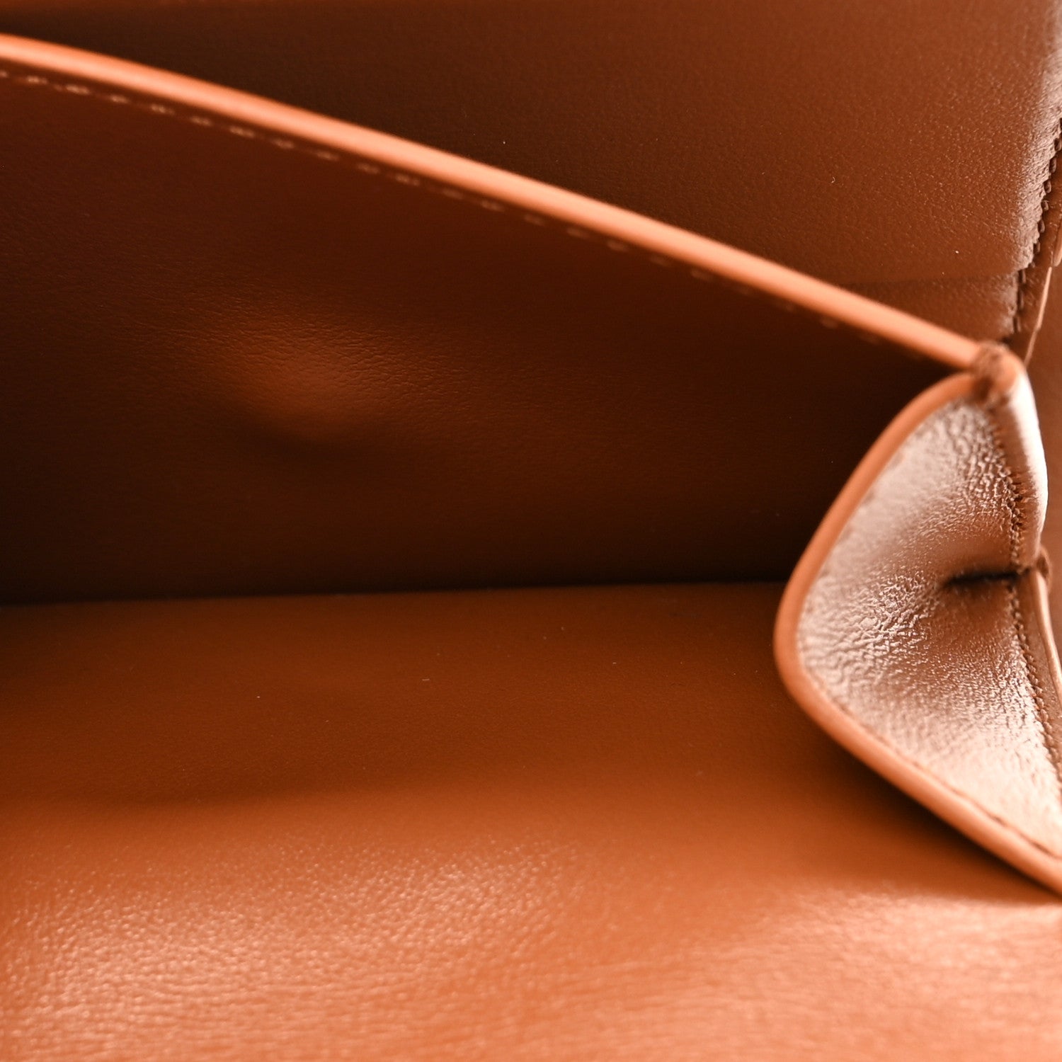 Celine Shiny Calfskin Textile Triomphe Compact Wallet Natural Tan 7 of 9