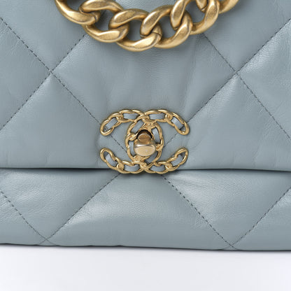 Chanel Goatskin Quilted Large 19 Flap Blue 10 of 11