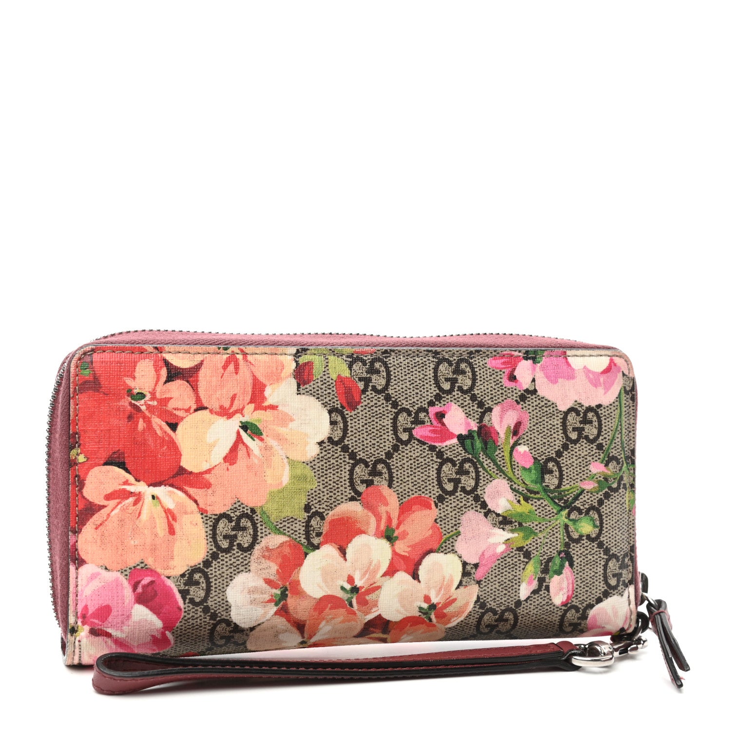 Gucci GG Supreme Monogram Blooms Wrist Wallet Beige Multicolor Dry Rose 3 of 7