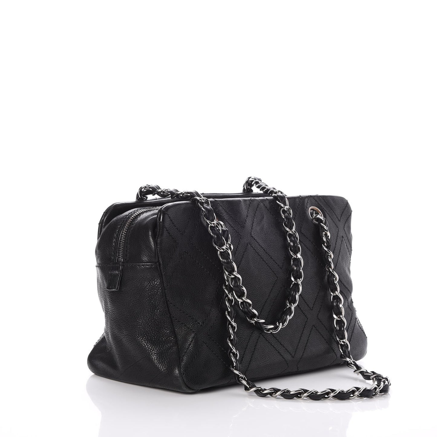 Calfskin Small Diamond Stitch Tote Black