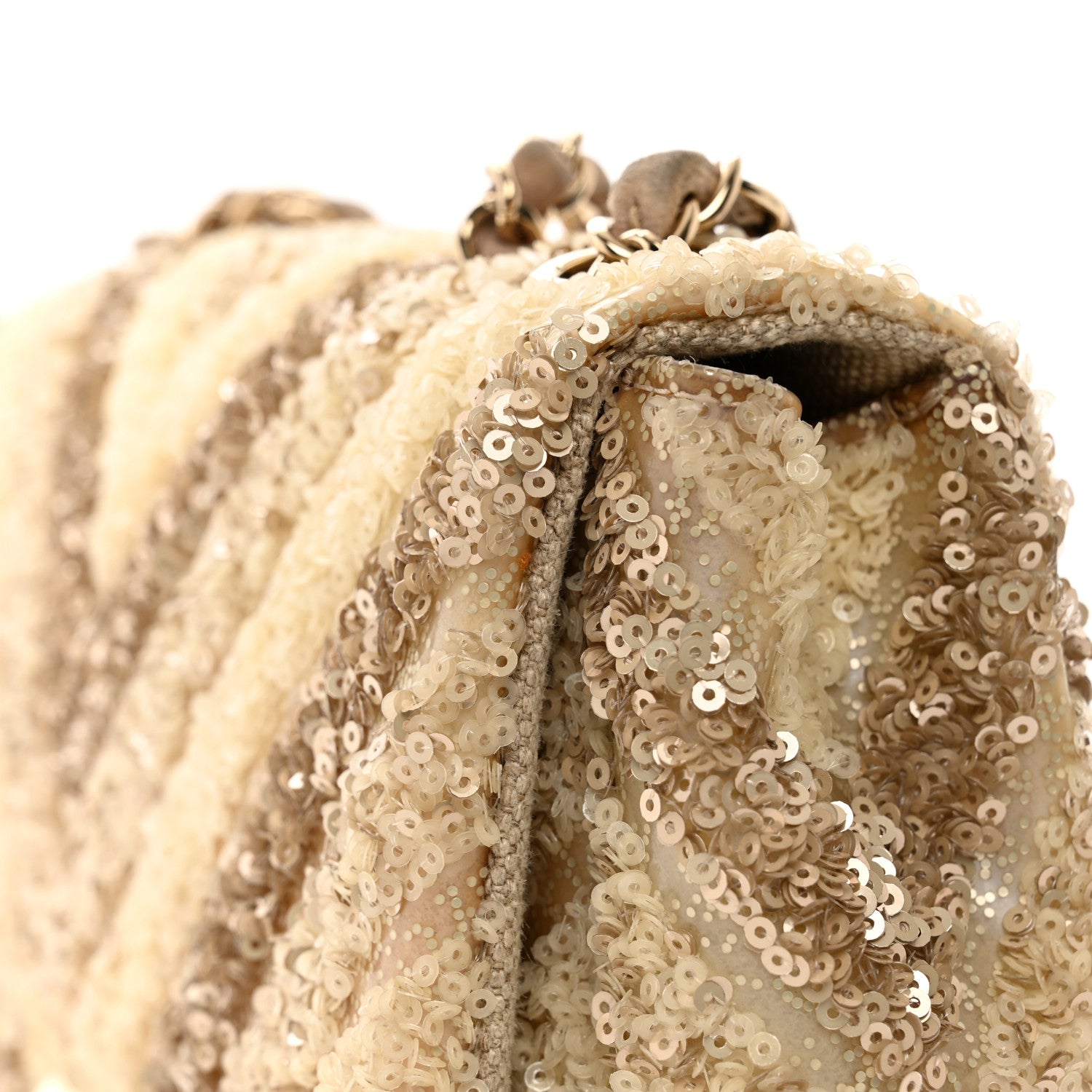 Chanel Sequins Chevron Flap Gold 12 of 13