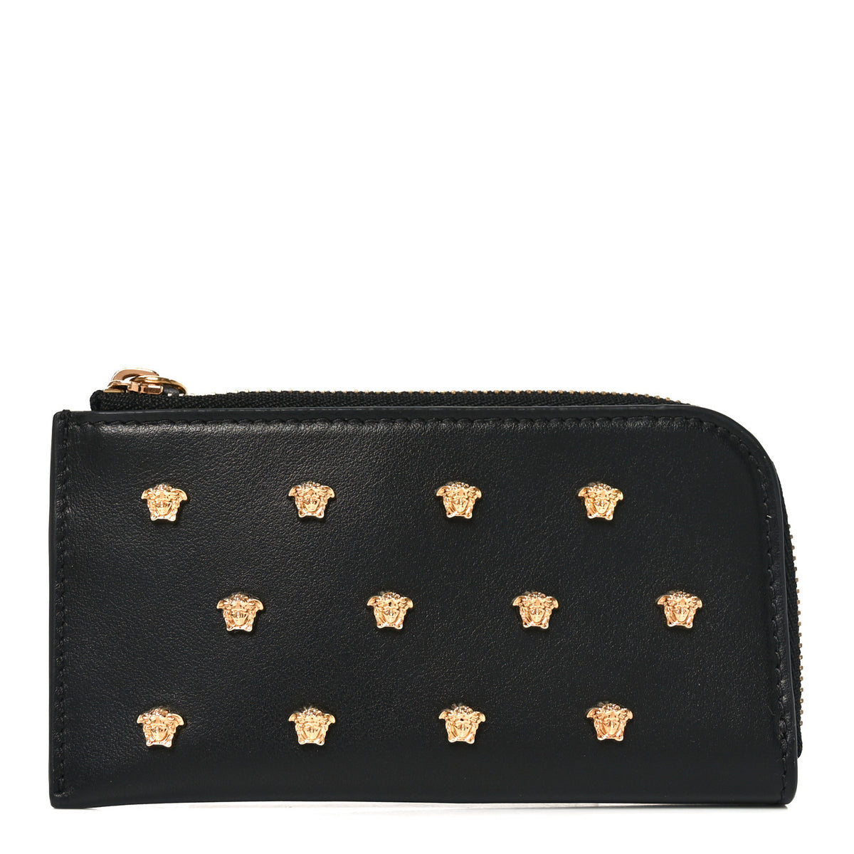 Nappa La Medusa Studded Zip Pouch Card Holder Black