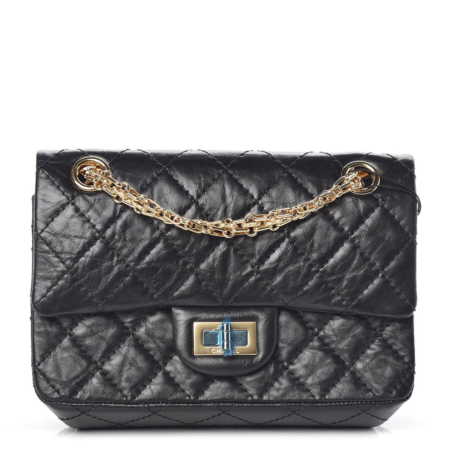 Aged Calfskin Quilted 2.55 Reissue Mini Flap Black