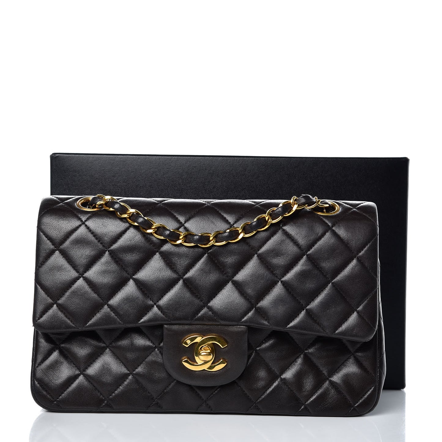 Lambskin Quilted Small Double Flap Black