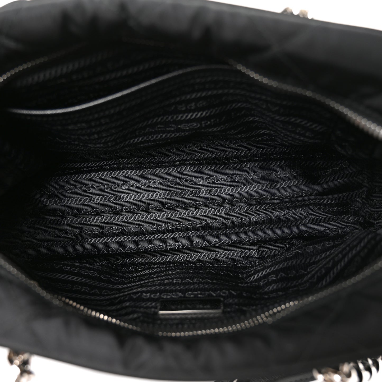 Nylon Tessuto Impuntu Quilted Shoulder Bag Black
