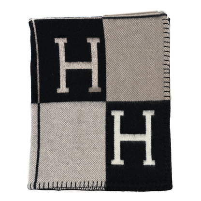 Hermes Wool Cashmere Avalon Blanket Ecru Gris Fonce 1 of 3