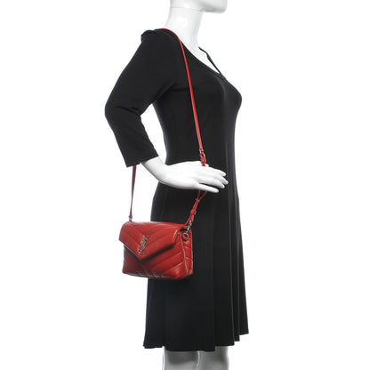 Saint Laurent Calfskin Y Quilted Monogram Toy Loulou Crossbody Bag Red 2 of 9