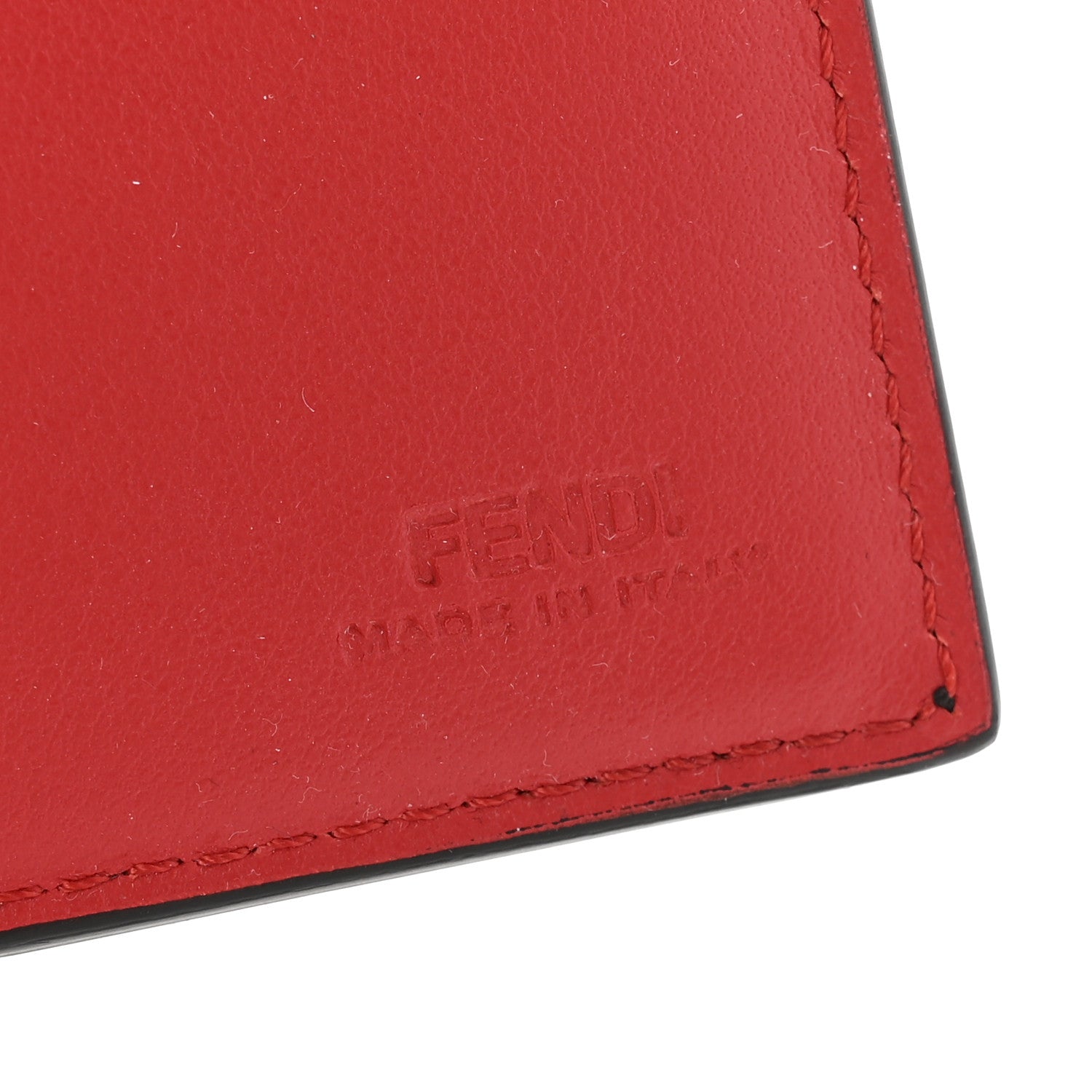 Fendi Vitello Century Monster Eyes Inlay Bi-Fold Wallet Black Giallo Rosso 6 of 9