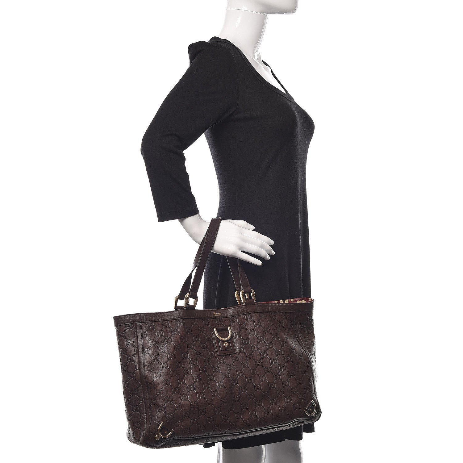Gucci Guccissima Large Abbey Tote Dark Brown 2 of 10