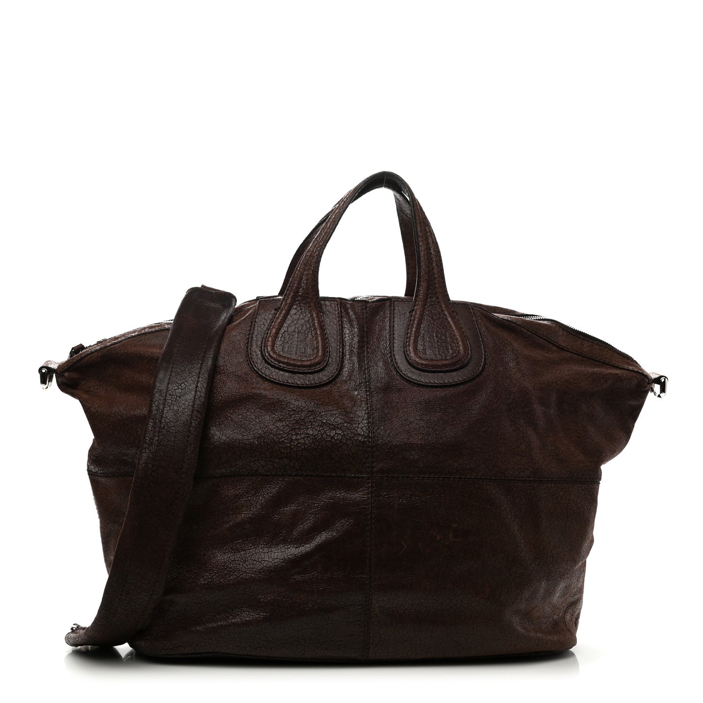 Crackled Calfskin Large Nightingale Brown