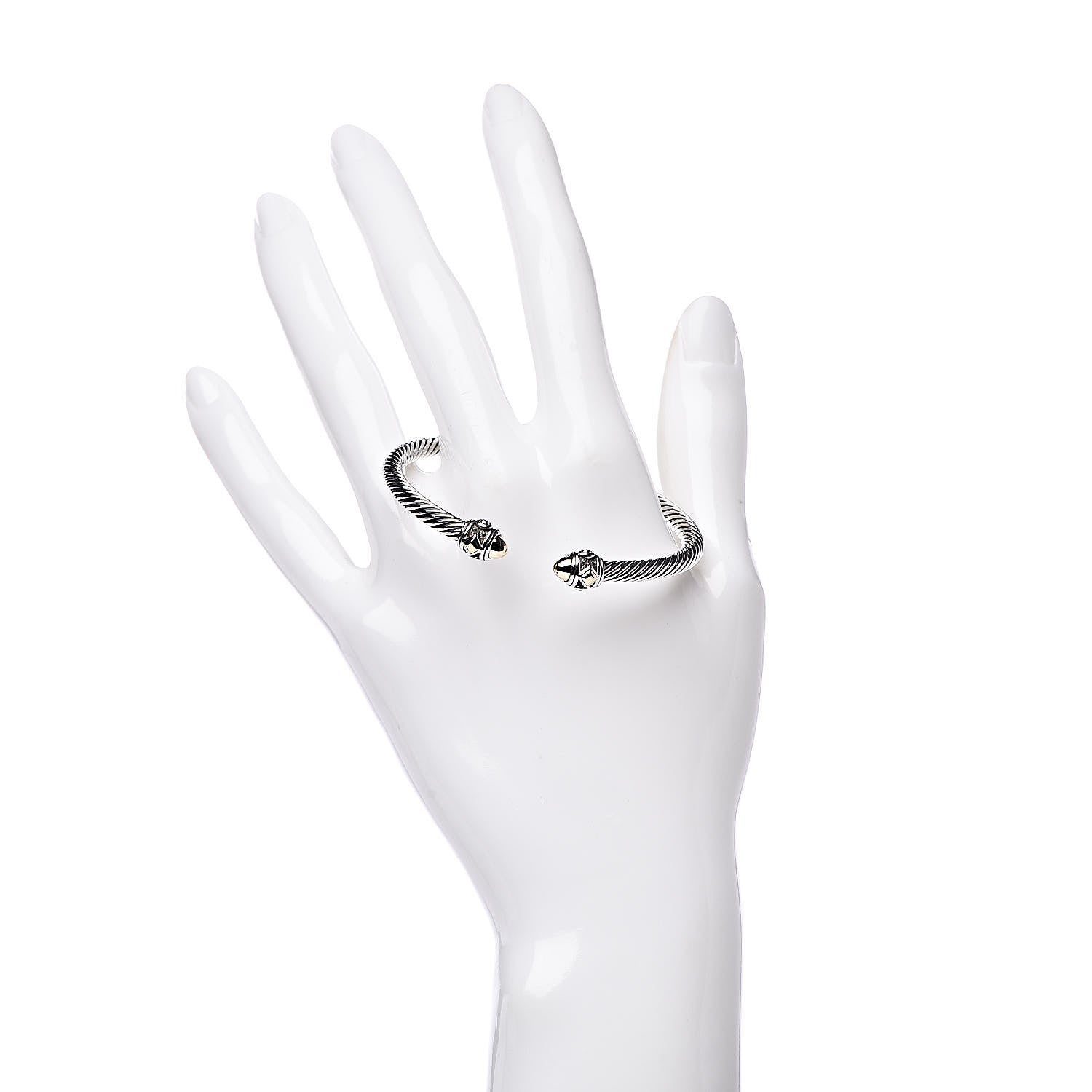 David Yurman Sterling Silver 18K Yellow Gold 3.5mm Cable Renaissance Bracelet 2 of 5