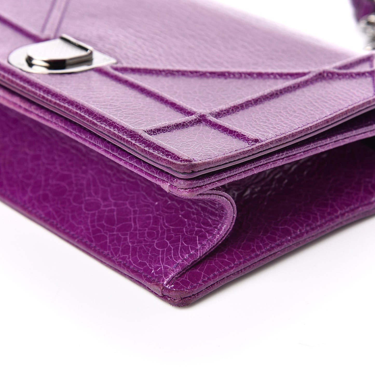 Ceramic Effect Deerskin Medium Diorama Flap Bag Purple