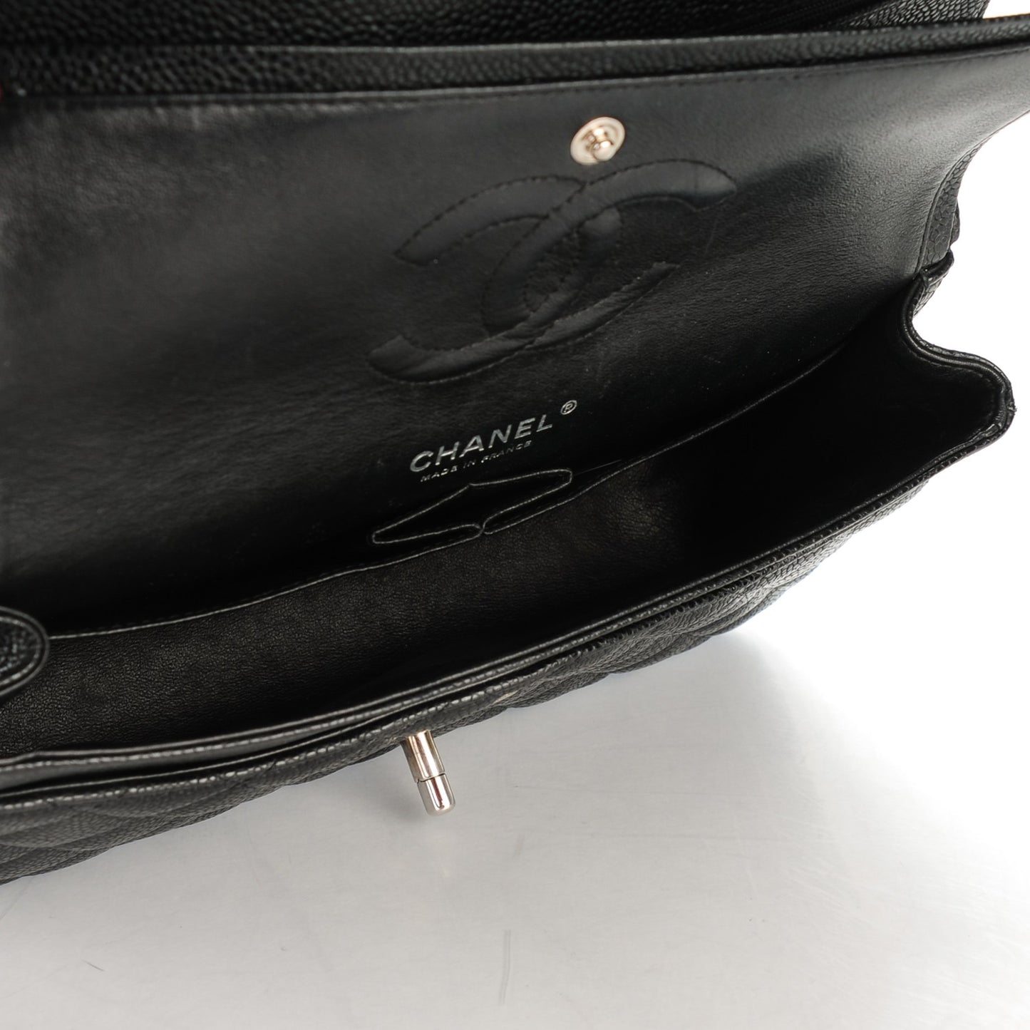 Caviar Quilted Medium Double Flap Black