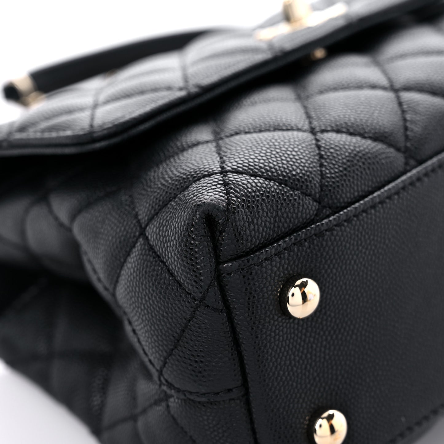 Caviar Quilted Mini Coco Handle Flap Black