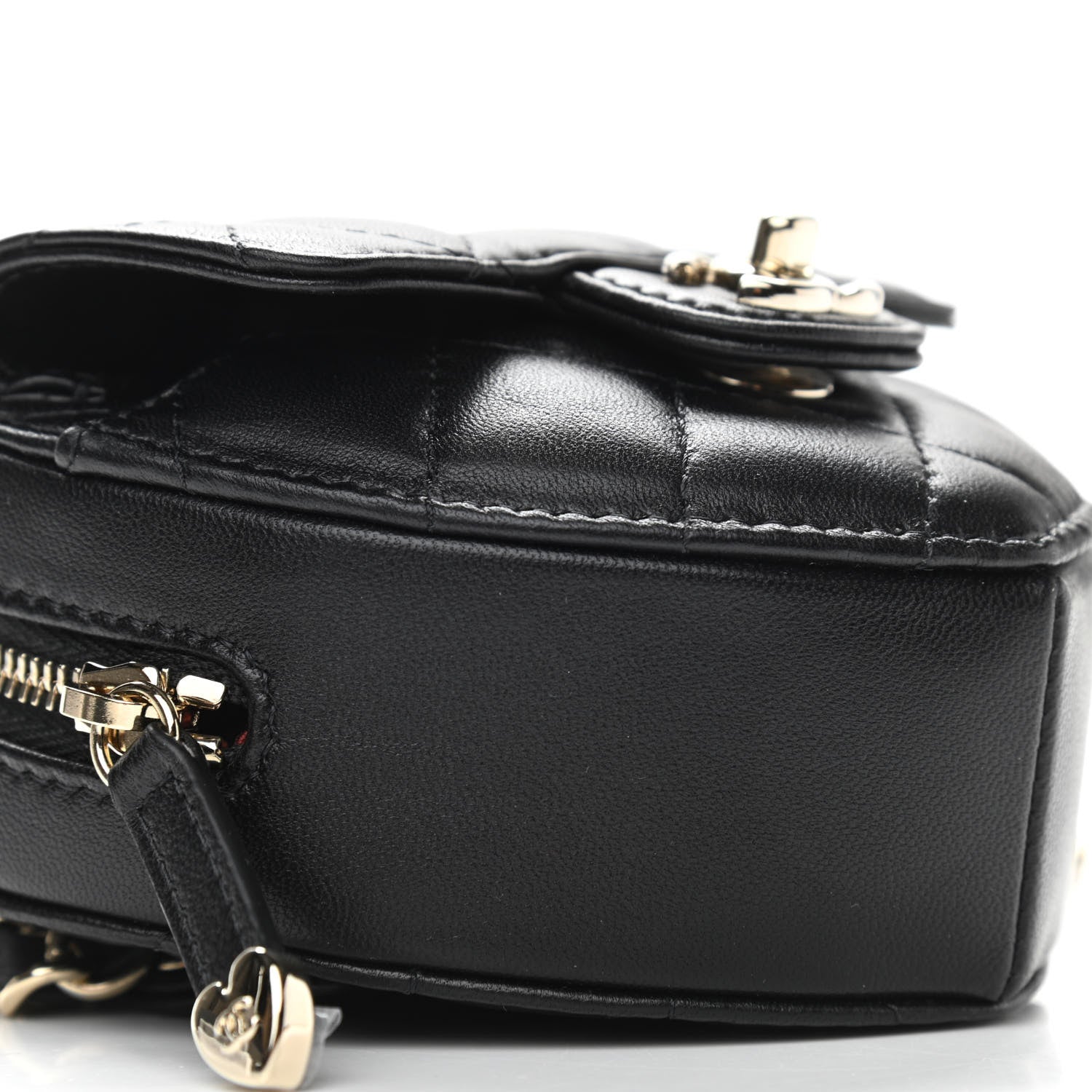 Chanel Lambskin Quilted CC In Love Heart Waist Belt Bag With Chain Black 9 of 11