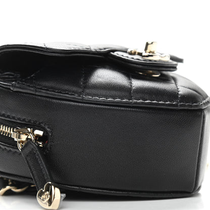 Chanel Lambskin Quilted CC In Love Heart Waist Belt Bag With Chain Black 9 of 11