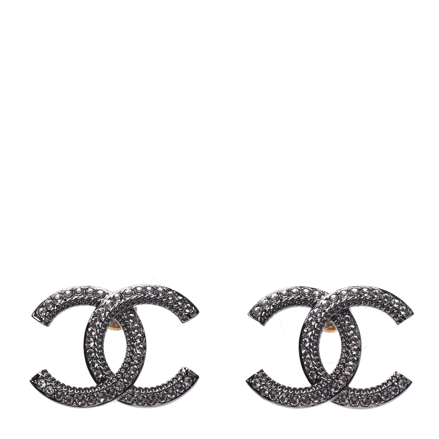 Chanel Ruthenium Crystal CC Earrings 1 of 4