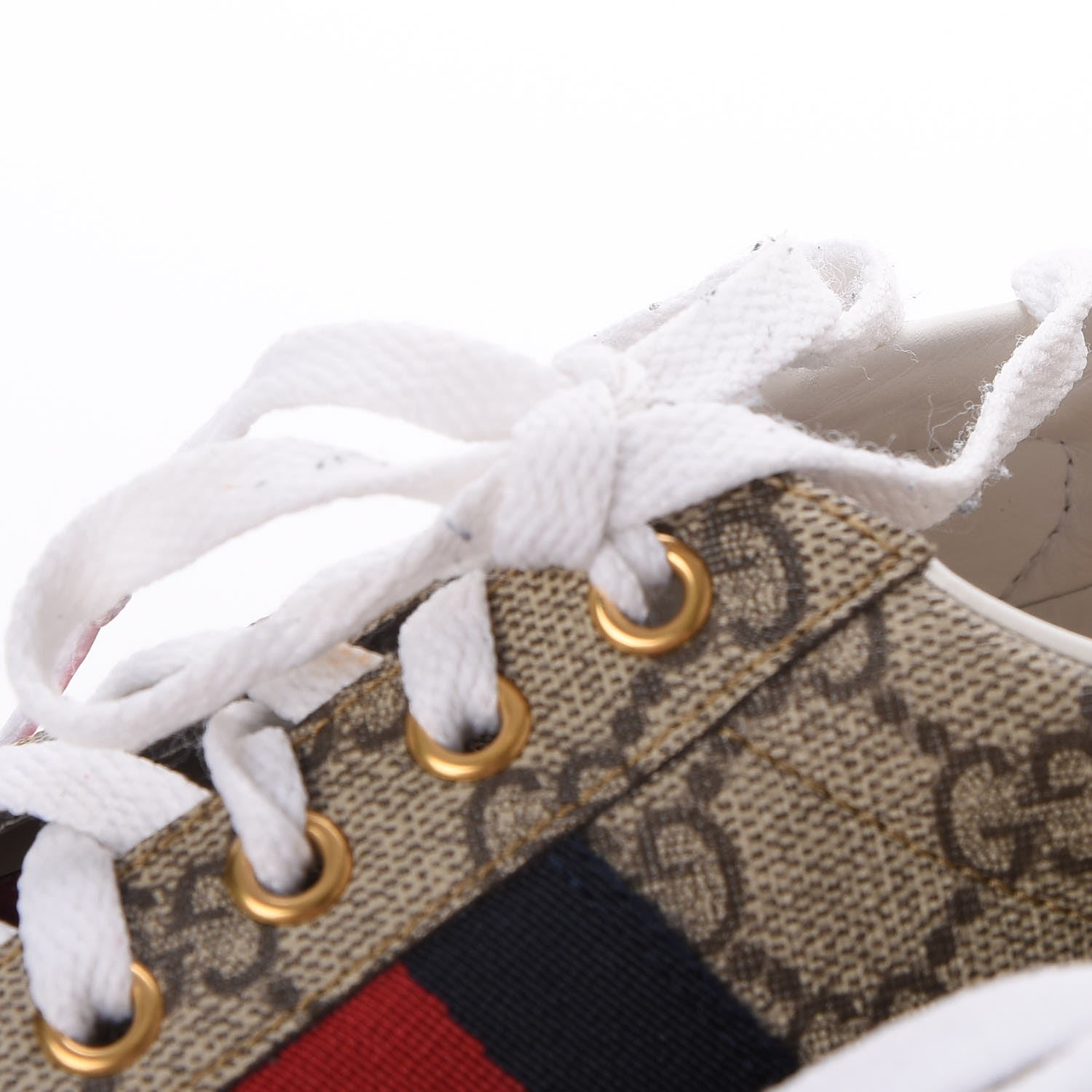 Gucci GG Supreme Monogram Ayers Web Mens New Ace Sneakers 8 Beige Red 10 of 14