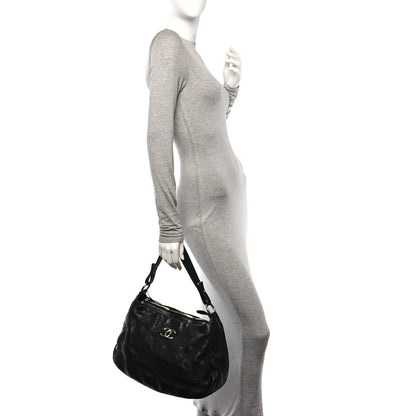 Chanel Glazed Calfskin On The Road Hobo Black 2 of 11