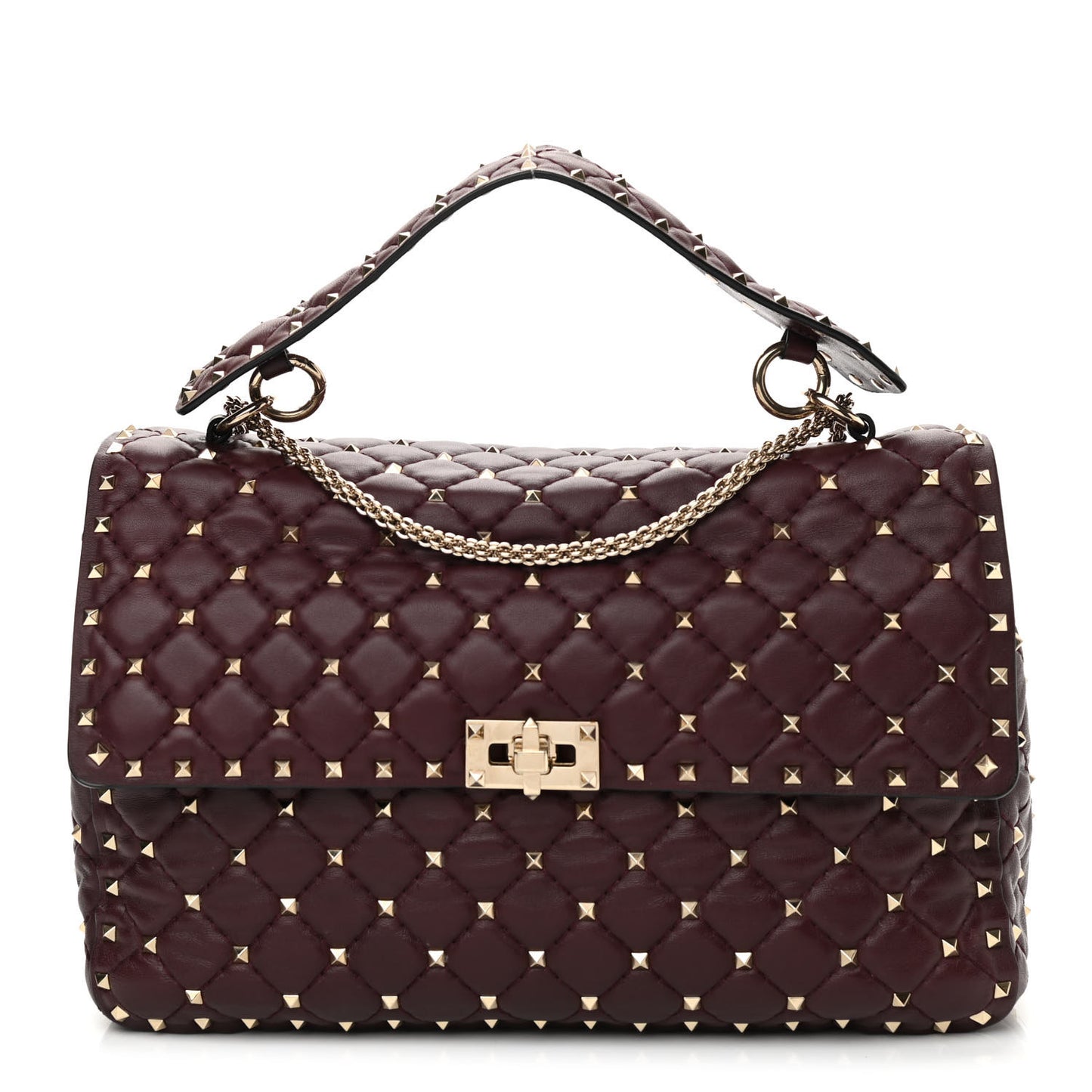 Nappa Large Rockstud Spike Shoulder Bag Rubin