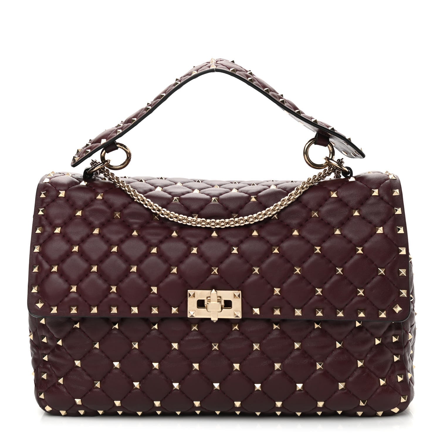 Valentino Garavani Nappa Large Rockstud Spike Shoulder Bag Rubin 1 of 8