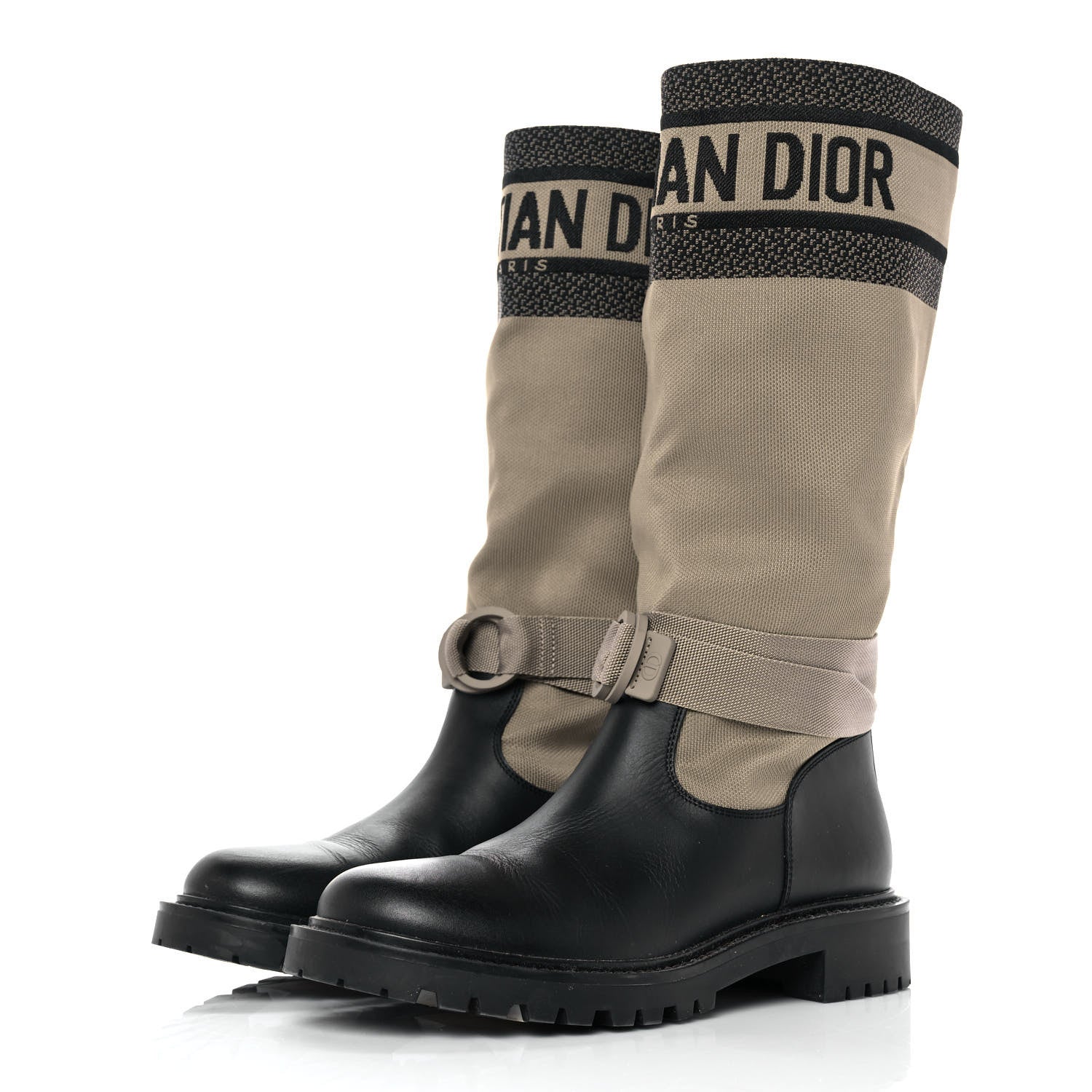 Christian Dior Technical Fabric Calfskin D-Major Boots 37 Taupe Black 3 of 8