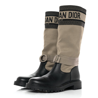 Christian Dior Technical Fabric Calfskin D-Major Boots 37 Taupe Black 3 of 8