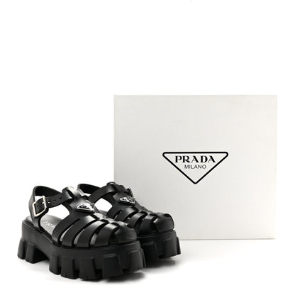 Prada Foam Rubber Triangle Logo Monolith 55mm Cage Sandals 38 Black 11 of 11