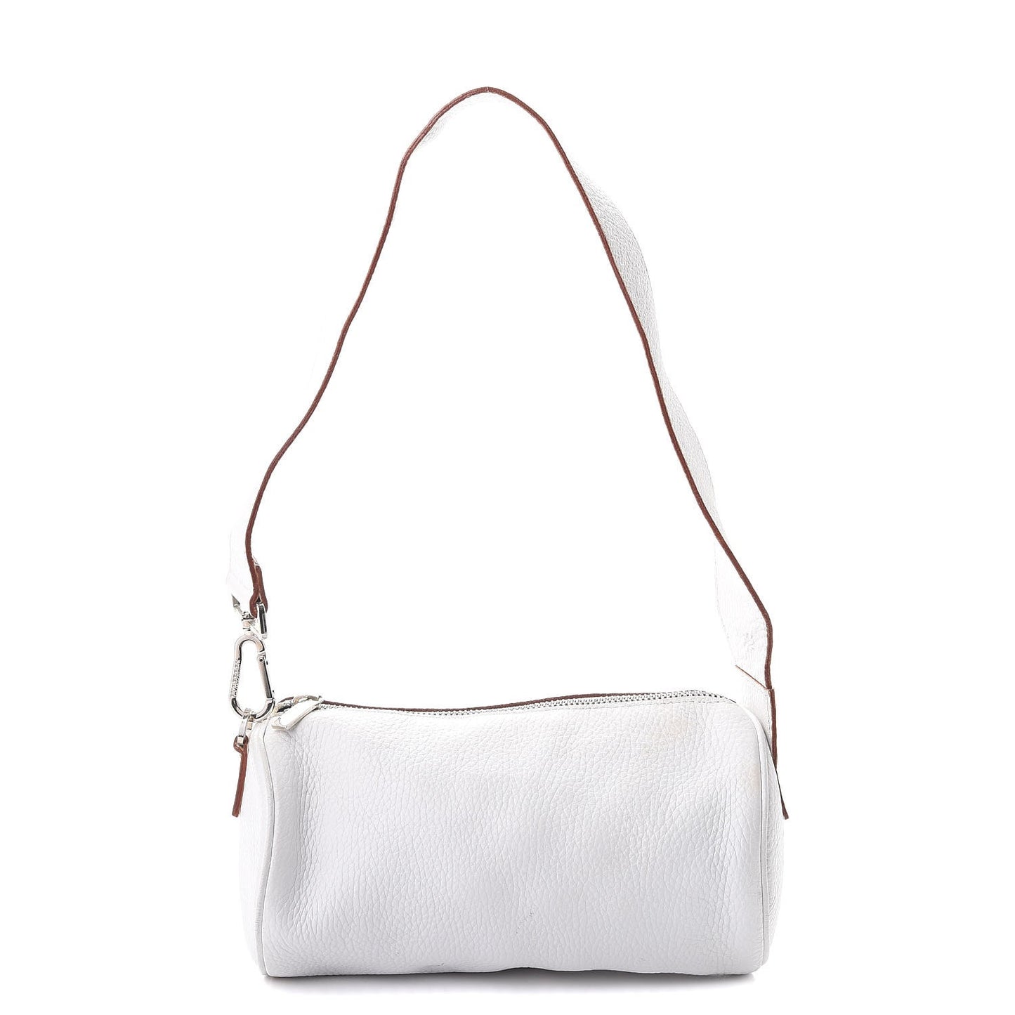 Grainy Calfskin Shoulder Bag White